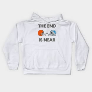 Cleveland Browns vs Detroit Lions 2024 Funny The End is Near Kids Hoodie